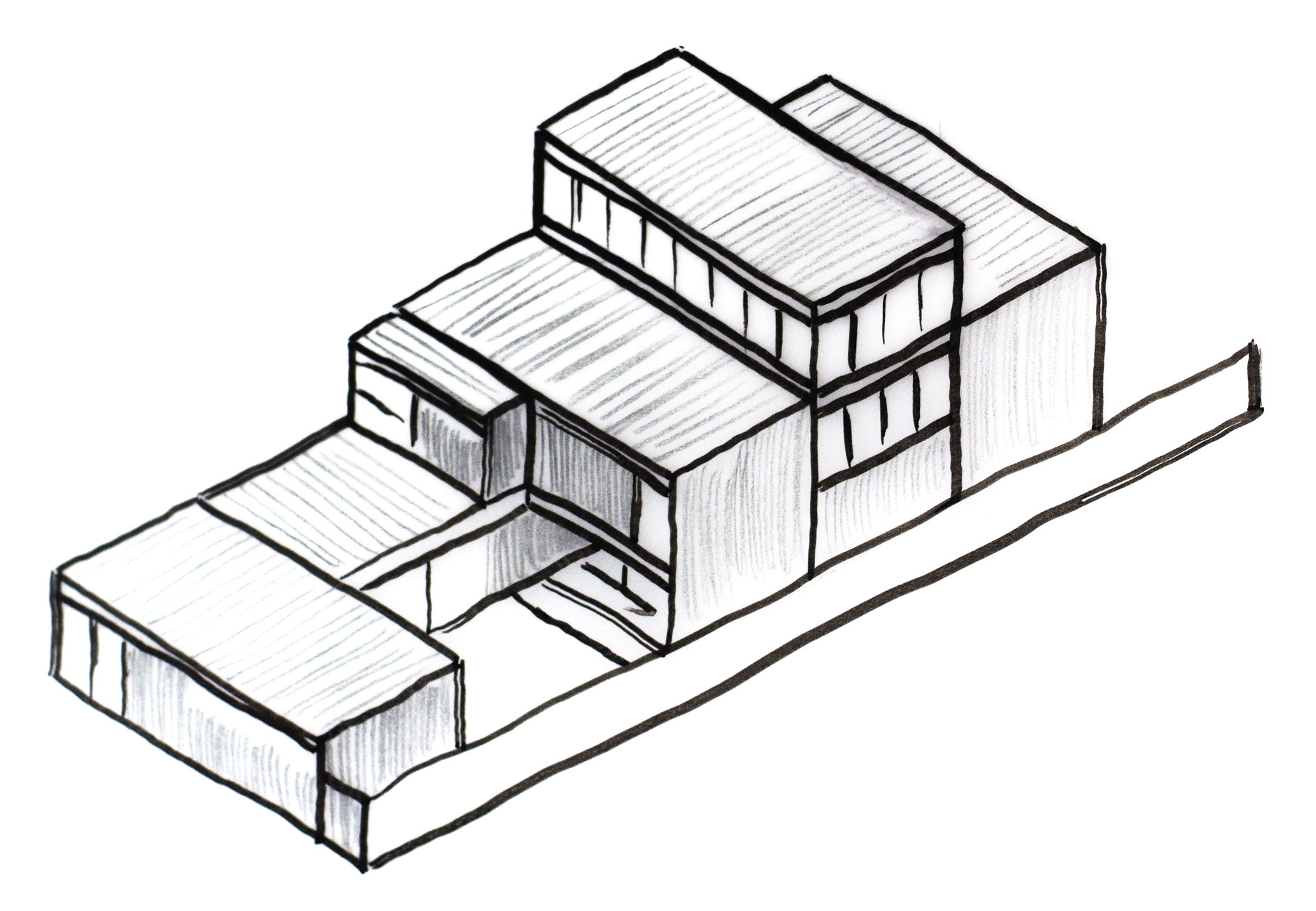A tracing of Pierre Koenig’s aerial view of Koenig House 2 (1985)